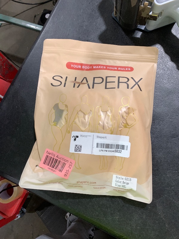 Photo 1 of SHAPERX Bodysuit for Women Tummy Control Shapewear Seamless Sculpting Thong Body Shaper Tank Top,SZ5215-Beige-4XL