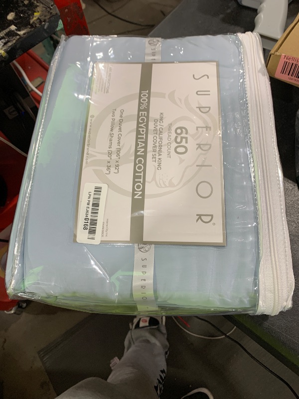 Photo 1 of Superior Egyptian Cotton 650 Thread Count Duvet Cover Set, Bed Covers, Includes 1 Duvet Cover, 2 Pillow Shams, Bedding Essentials, Master, Guest, Hotel Bedroom Decor, King/California King, Baby Blue