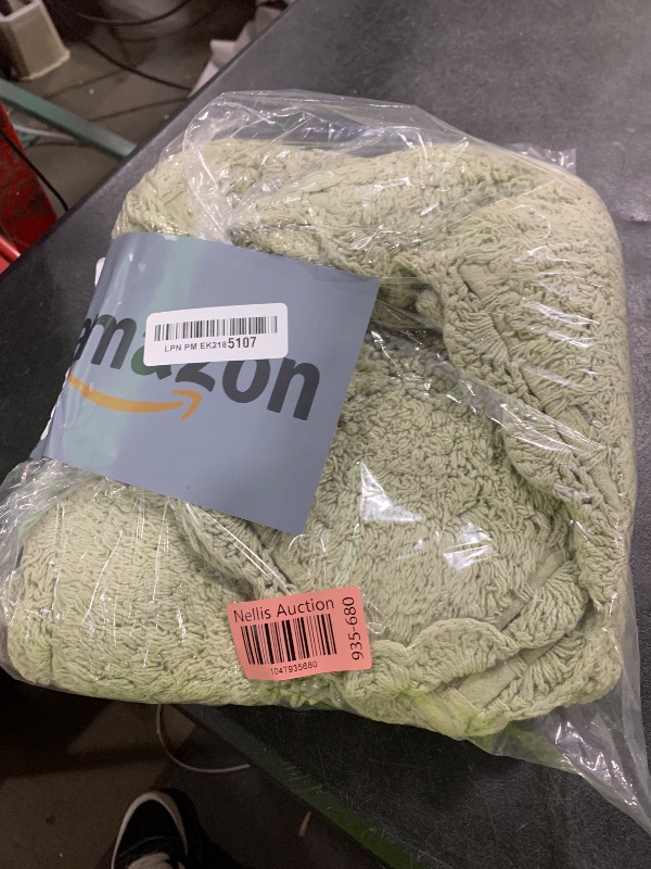 Photo 1 of Cotton Crochet Bathmat with Antiskid 21x34 Sage Green, 100% Pure Cotton, Super Soft White, Plush & Absorbent, Hand Tufted Heavy Weight Construction, Full Reversible Step Out Rugs