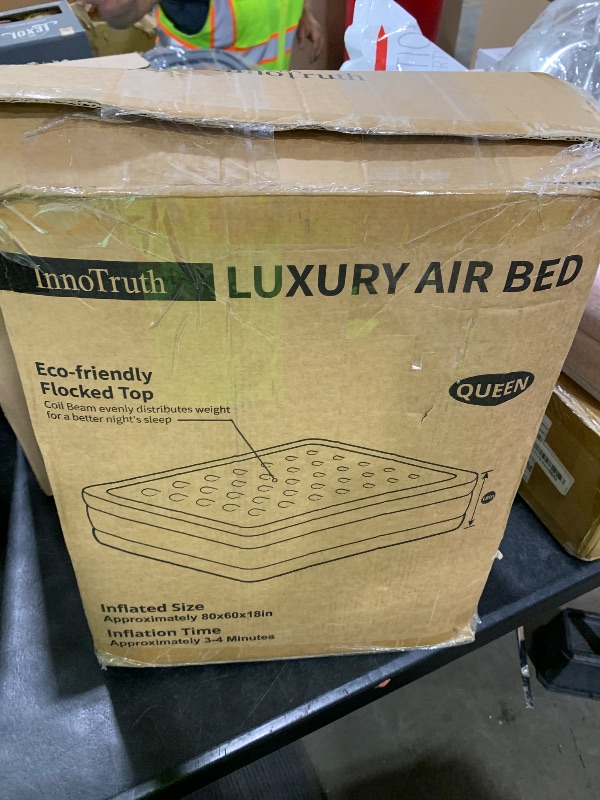 Photo 1 of InnoTruth Air Mattress Queen with Built in Pump, Inflatable Blow up Mattress, 18" Raised Colchones Inflables Air Bed for Guests & Home, Ideal for Home Use and Outdoor Camping, 650lb Weight Capacity