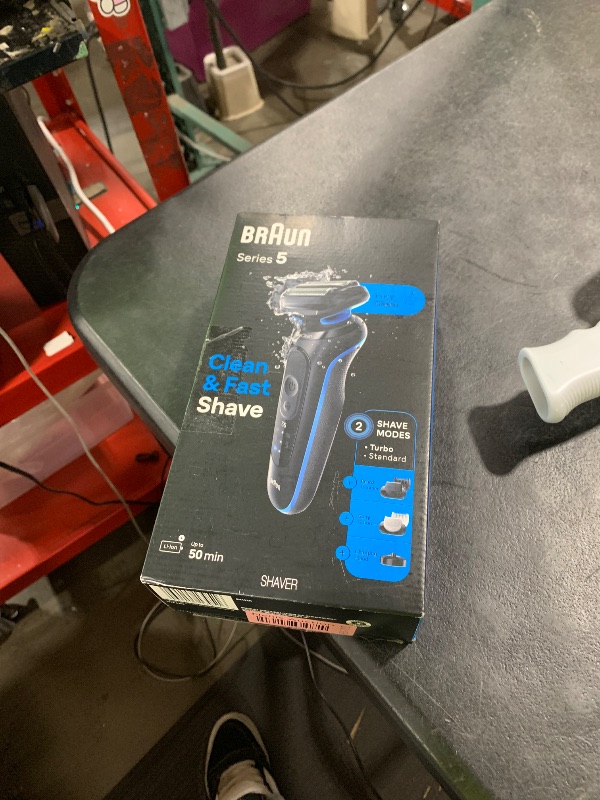 Photo 1 of Braun Electric Shaver for Men, Series 5 5150cs, Wet & Dry Shave, Turbo Shaving Mode, Foil Shaver, with Beard Trimmer, Body Groomer and Charging Stand, Blue