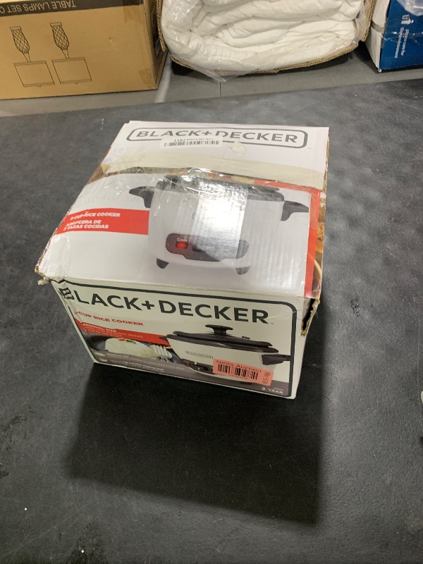Photo 1 of BLACK+DECKER 3-Cup Rice Cooker, 1.5-cup Uncooked Rice, 3 Cups Cooked, Steaming Basket, Removable Non-Stick Bowl, One Touch