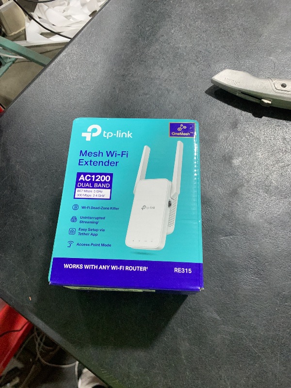 Photo 1 of TP-Link AC1200 WiFi Extender, 2025 Wirecutter Best WiFi Extender, 1.2Gbps home signal booster, Dual Band 5GHz/2.4GHz, Up to 1600 Sq.ft and 32 Devices, EasyMesh Compatible, One Ethernet Port (RE315)