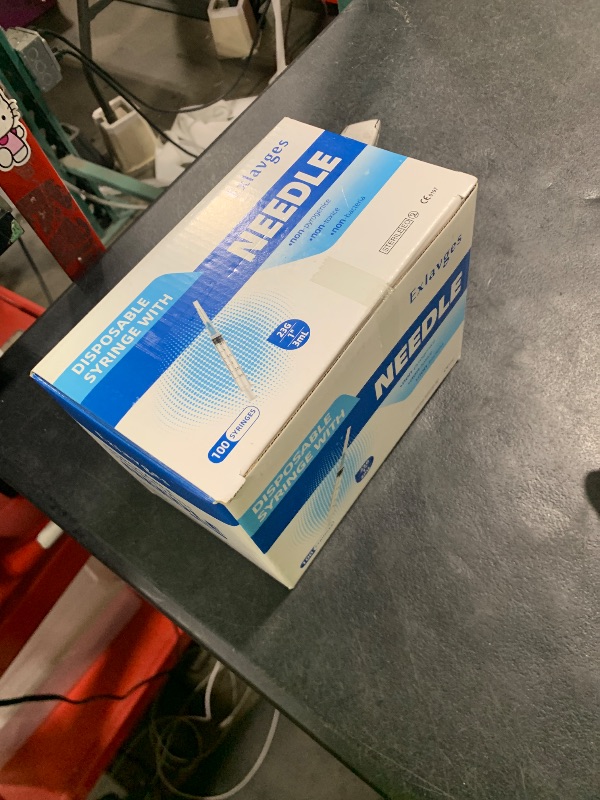 Photo 1 of 100 Pack Disposable 3ml/cc Lab Syringes with 23Ga 1 Inch Needle Luer Lock, Individually Sealed Packed