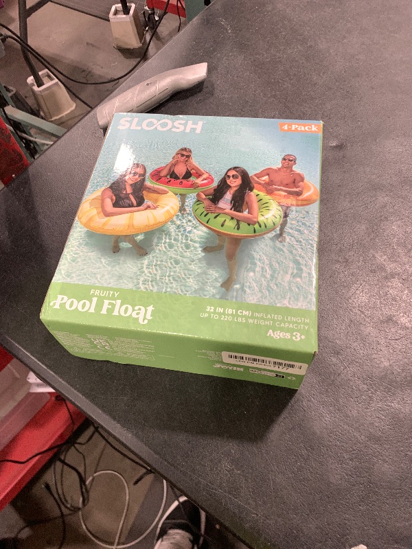 Photo 1 of Sloosh 4 Pack Inflatable Pool Floats Fruit Tube Rings, Fruit Swim Tubes, Pool Floaties Toys, Beach Swimming Party Toys for Kids and Adults (Fruit)