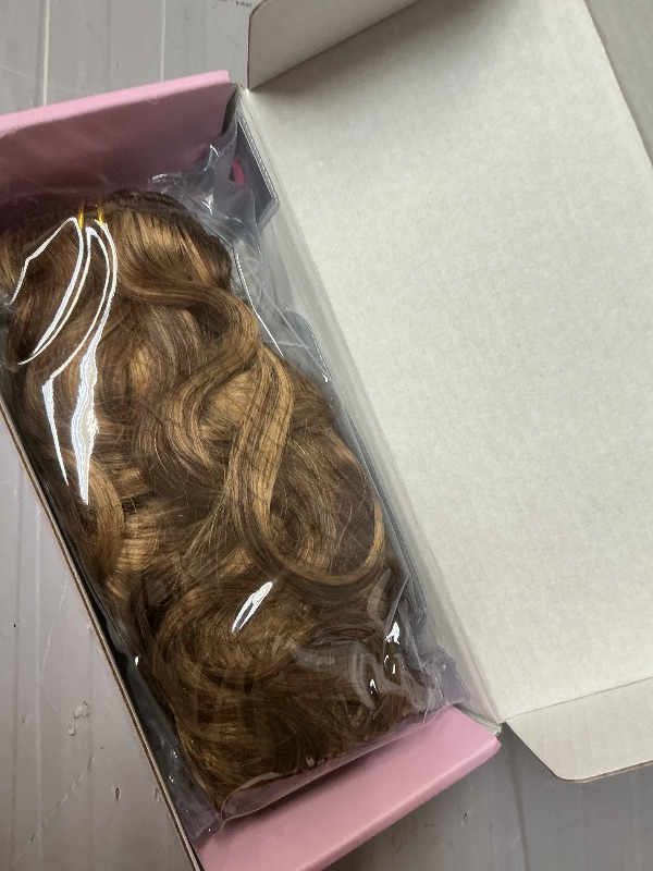 Photo 1 of Loxxy Clip in Human Hair Extensions #27 Strawberry Blonde Natural Wave Real Human Hair Extensions for Women 22inch Double Weft 120g/set 7Pcs/lot And 17 Clips Per Pack