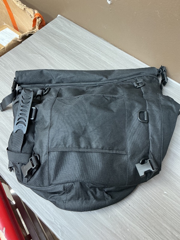 Photo 1 of HCmotorku Motorcycle Sissy Bar Backrest Bag Travel Luggage Bag Large Capacity Duffle Bag Expandable 50L-80L Gear Tail Bag with Rain Cover&Shoulder Strap Universal Fit For Harley Yamaha Suzuki Kawasaki