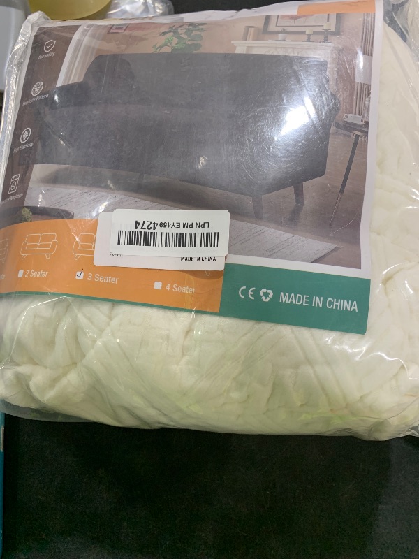 Photo 1 of Ruaozz Stretch Sofa Cover 1 Piece Couch Covers for 3 Cushion Couch Non Slip Universal Sofa Slipcover Washable Soft Jacquard Furniture Protector with 2 pcs Throw Pillow Covers (3 Seater, Ivory)