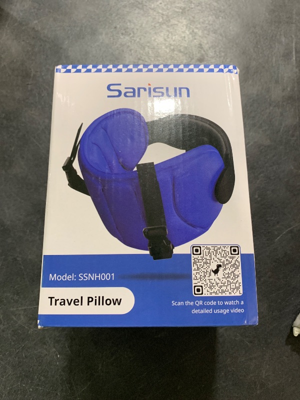 Photo 1 of SARISUN Travel Pillows for Airplanes, Airplane Pillow for Long Flight, Airplane Head Strap with Eye Mask for Sleep, Travel Neck Pillow for Car Road Trip, 360° Support Headrest, Stop Bobblehead, Black