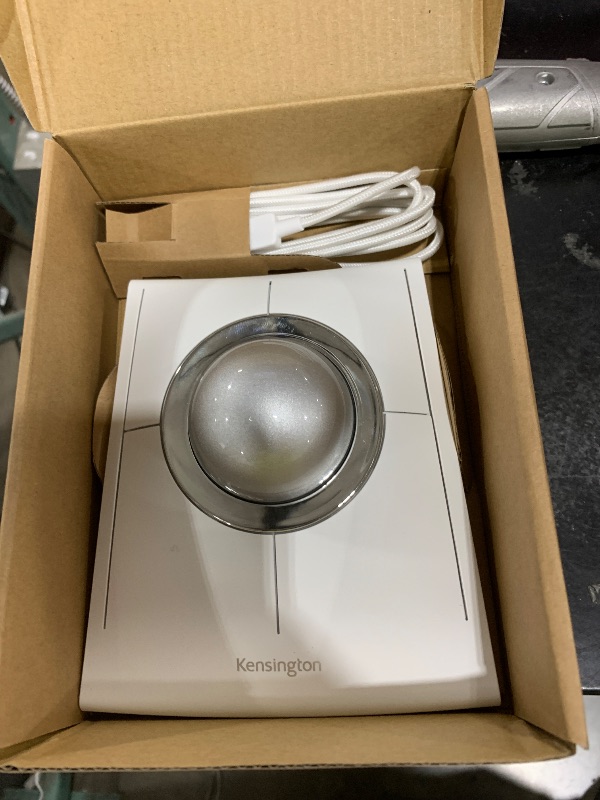 Photo 1 of Kensington SlimBlade Pro EQ Wireless Trackball, Bluetooth, 2.4GHz Connection, Rechargeable, Programmable Buttons, White/Silver Ball