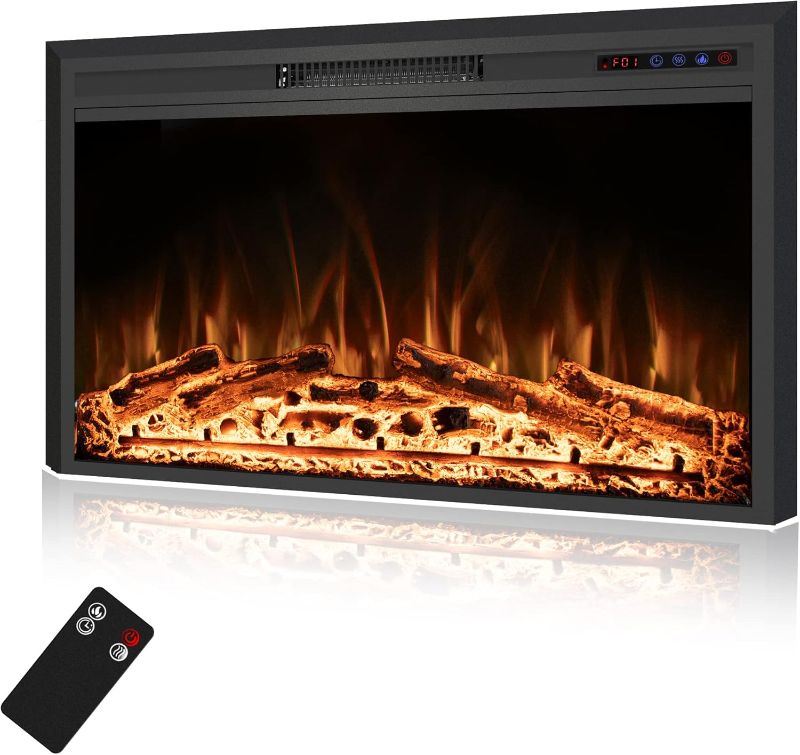 Photo 1 of stock photo for reference - 40" Width Electric Fireplace Inserts with Adjustable Flame Colors, Fireplace Heater with Touch Screen & Remote Control, Recessed in Wall, 750/1500W, Timer
