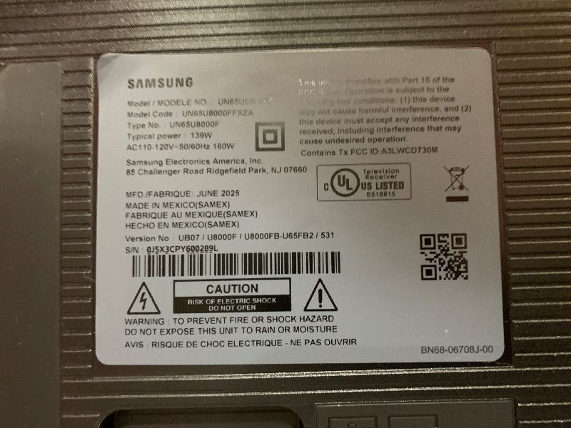 Photo 1 of Samsung 65-Inch Class Crystal UHD U8000F 4K Smart TV (2025 Model) Endless Free Content, Crystal Processor 4K, MetalStream Design, Knox Security, Works with Alexa