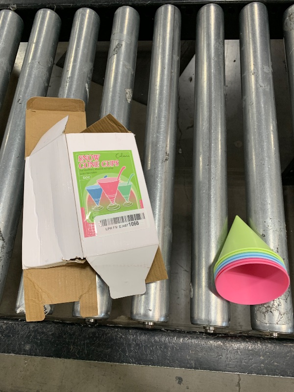 Photo 1 of (6-pack) Calvana Reusable Plastic Snow Cone Cups Kit, Includes Leakproof Cups & Spoon Straws with Metal Holders, Compatible with Nostalgia & Cuisinart Snow Cone Machine, 6oz