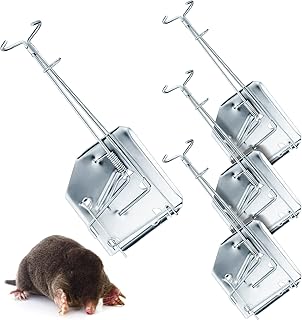Photo 1 of Qualirey 4 Pack Silver Animal Trap Gopher Killer with Flag Ground Squirrel Trap Galvanized and Oil Hardened Steel Animal Eliminator Reusable for Lawn Garden