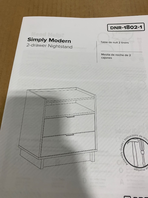 Photo 1 of Prepac Simply Modern Nightstand Bedside Table, White Nightstand for Bedroom, End Table with 2 Drawers and Open Shelf 23.75" W x 26.75" H x 16" D
