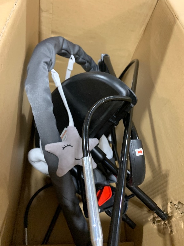Photo 1 of Portable Baby Bouncer Seat for Infants, 0-18 Months, 3 Modes of Use with Rocker & Stationary Options, Ergonomic Infant Chair with Hanging Toys, Baby Shower Gifts – Grey