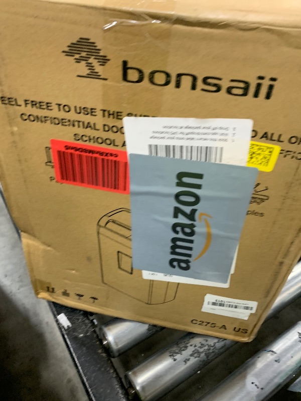 Photo 1 of Bonsaii 12-Sheet Cross Cut Paper Shredder, 5.5 Gal Home Office Heavy Duty Shredder for Paper, Credit Card, Mail, Staples, with Transparent Window, High Security Level P-4 (C275-A)