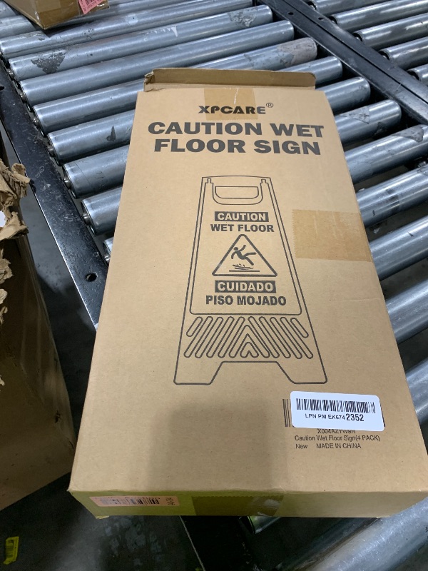 Photo 1 of XPCARE Collapsible Bilingual Caution Wet Floor Sign, Double-Sided A-Frame Safety Caution Sign Commercial, 17.5 Inches, Yellow (4 Pack)