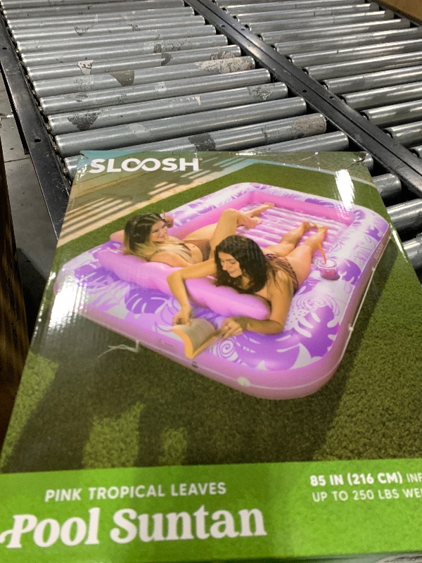 Photo 1 of SLOOSH Inflatable Tanning Pool Lounger Float, 85" x 57" Extra Large Pool Floats Adult with Pillow, 4 in 1 Suntan Tub Raft Floatie,Sunbathing Bed Lounge Blow Up Ball Pit Party Gifts, XL-Hot Pink