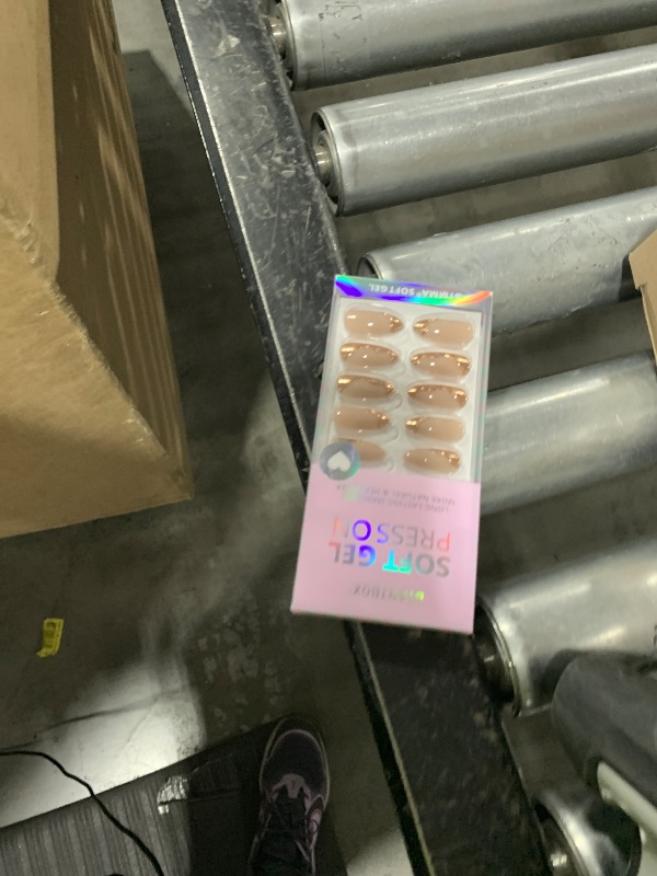 Photo 1 of BTArtbox Press On Nails Almond - Glue On Nails Medium with 3D Sculpting Metallic Design, Supremely Fit & Glossy Fake Nails in 15 Sizes, Amber