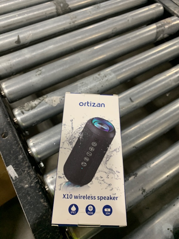 Photo 1 of Ortizan Portable Bluetooth Speaker: IPX7 Waterproof, 24W Loud Sound, Deep Bass, Bluetooth 5.3, LED Lights, Wireless Stereo Pairing, 30H Playtime, for Home/Outdoor/Party/Beach, Birthday Gift (Black)