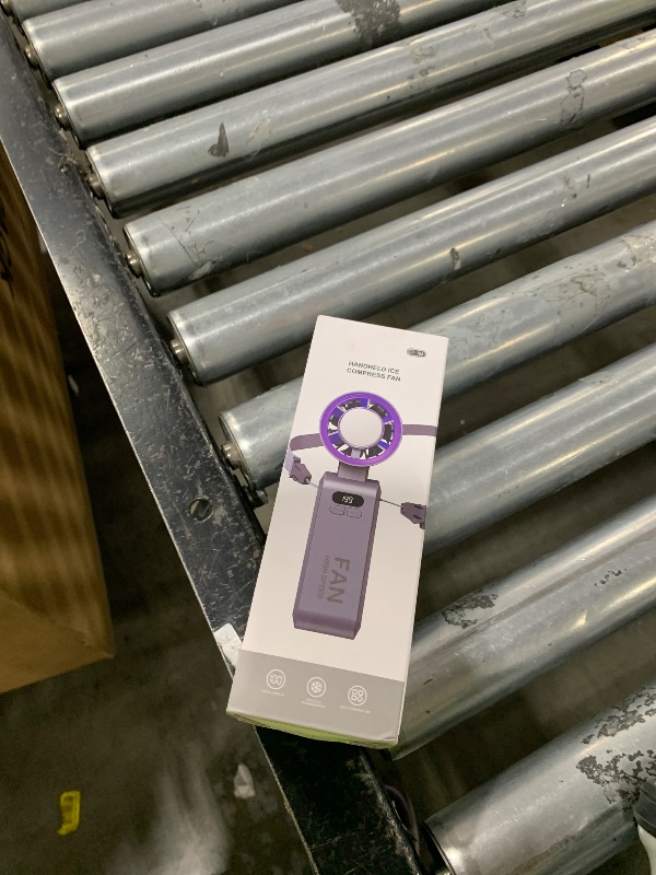 Photo 1 of Handheld Portable Fan with Ice Cooler,Speed (1-199) 5500mAh Rechargeable Personal Fan,[20H Cooling Time] Super Mini Yet Powerful [20000 RPM] Small Pocket Fans for Travel/Outdoor/Office,Grey Purple