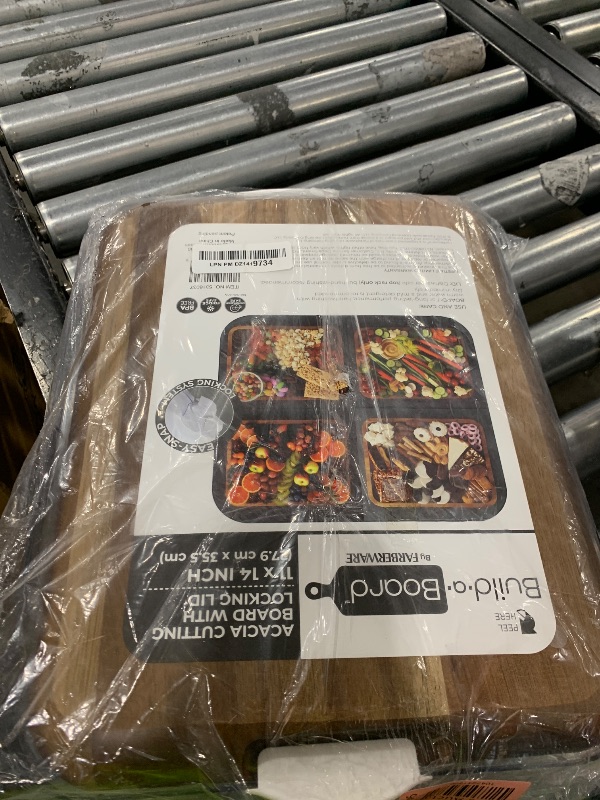 Photo 1 of FARBERWARE Build-A-Board Acacia Cutting Board with Built-in Storage Compartments, Clear Locking Lid & White Handles, Great for Charcuterie & Snacks