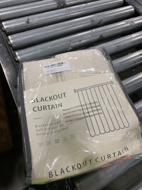 Photo 1 of 100% Blackout Shield Linen Blackout Curtains for Bedroom 63 Inches Long, Back Tab/Rod Pocket Living Room Drapes, Thermal Insulated Blackout Curtains 2 Panels Set, 50" W x 63" L,Cream