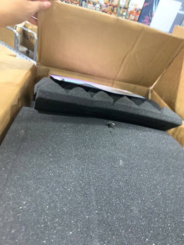 Photo 1 of Acoustic Foams Panels 24 Pack 2" x 12"x 12" Sound Proof Foam Panels for Walls High Density and Fire Resistant Soundproofing Panels Soundproof Studio Pyramid Sound Dampening Panels Black Red