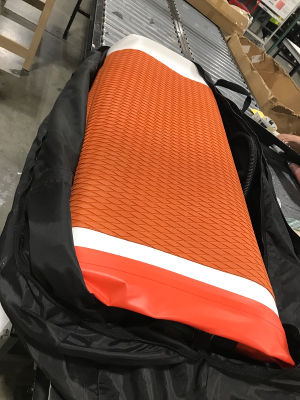 Photo 1 of FBSPORT Inflatable Floating Dock, 10ft Inflatable Swim Platform Dock for Lake, Inflatable Water Floating Dock Mat with Non-Slip EVA Surface, Floating Island for Pool Beach Ocean 10x6.5x0.5ft, Orange