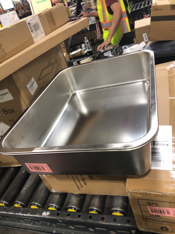 Photo 1 of Stainless Steel Cat Litter Box for Big Cats,Small Stainless Steel,Large Metal Cat Litter Box-Easy to Clean.(17.5" L x 13.6" W x 4.1" H).