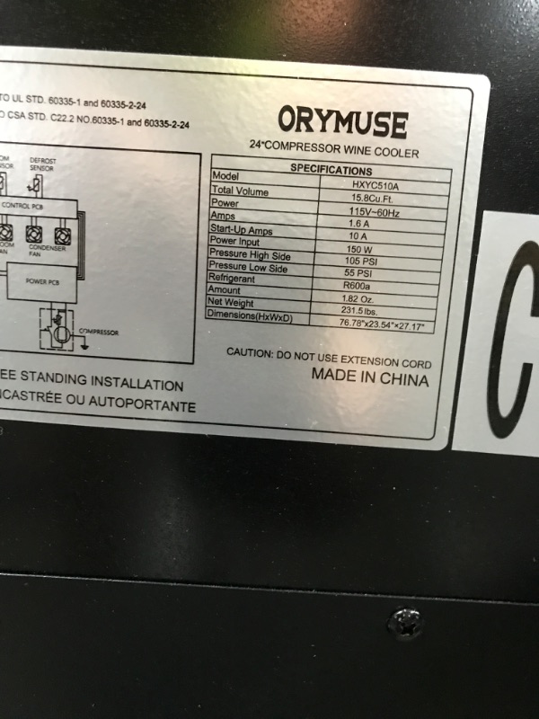 Photo 1 of ORYMUSE Large 200 Bottle Wine Fridge - 24 Inch Wine Cooler Refrigerator, Freestanding And Built-In Design, Upgraded Compressor Cooling, Intelligent
