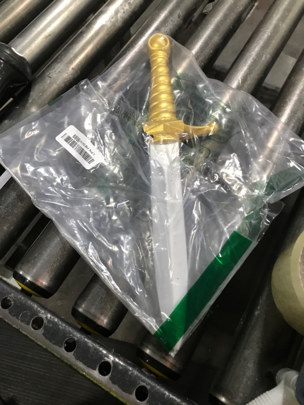 Photo 1 of DAYSTART 15" PU Foam Short Sword Prop, Realistic Gold Foam Sword with Plastic Core for Cosplay, Theater, Halloween Costume Accessory, 1 Pack
