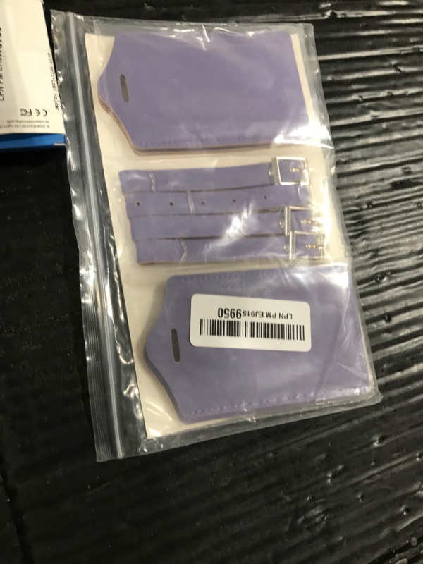 Photo 1 of Travelambo 4 Pack Leather Luggage Tags for Suitcases Travel Labels Purple