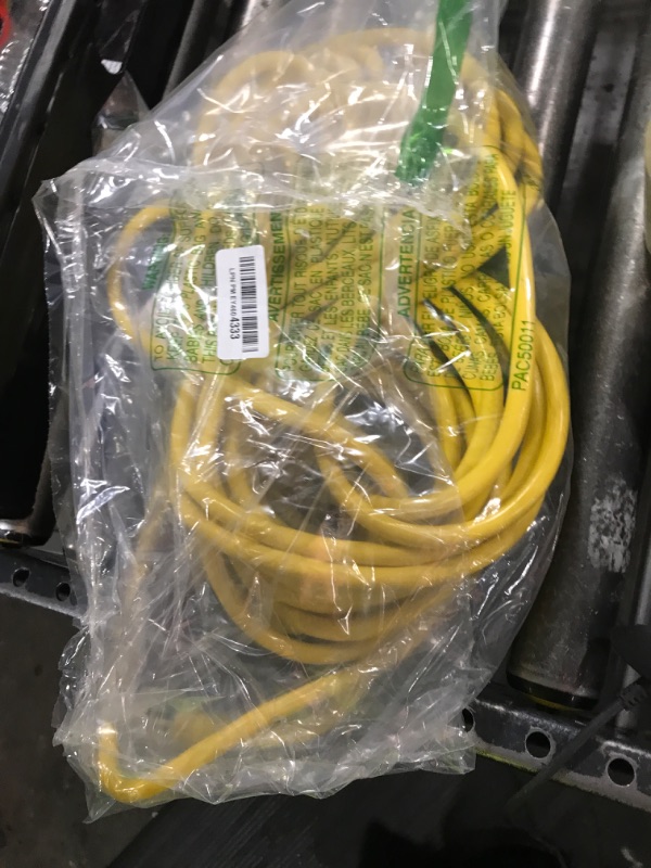 Photo 1 of POWGRN 50 ft 12/3 Outdoor Extension Cord Waterproof Heavy Duty with Lighted Indicator End 12 Gauge 3 Prong, Flexible Cold-Resistant Long Power Cord Outside, 15Amp 1875W SJTW Yellow ETL Listed