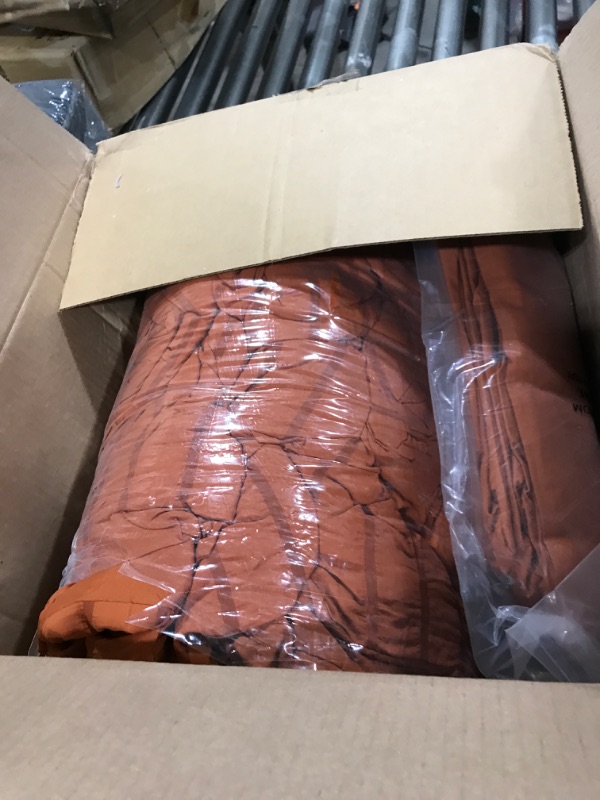 Photo 1 of Love's cabin Seersucker Terracotta King Size Comforter Set 7 Pieces, All Season Bedding Set, King Bed in a Bag Comforter Set with Comforter, Flat Sheet, Fitted Sheet, Pillowcase and Pillow Sham