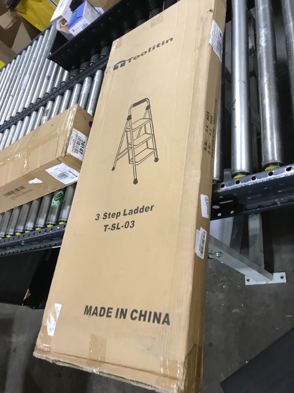 Photo 1 of TOOLITIN 3 Step Ladder, Portable Folding Step Stool with Wide Anti-Slip Pedal, 500lbs Sturdy Steel Ladder, Convenient Handgrip, Lightweight for Household, Kitchen, Office