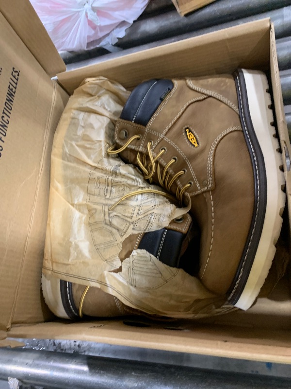 Photo 1 of  item has been used and are slightly dirty. item is still is good condition ---KEEN Utility Men's Cincinnati 6" Waterproof Soft Toe Wedge Work Boots, Belgian/Sandshell, 12 Wide
