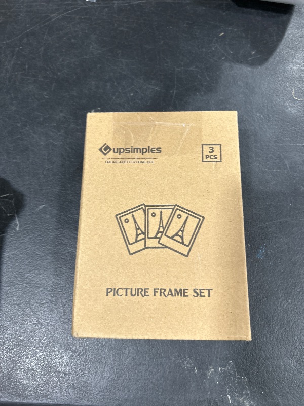 Photo 1 of upsimples 4x6 Picture Frame Set of 3, Made of High Definition Glass for 4 x 6, Wall and Tabletop Display Thin Border Photo Frames for Home Décor, Black