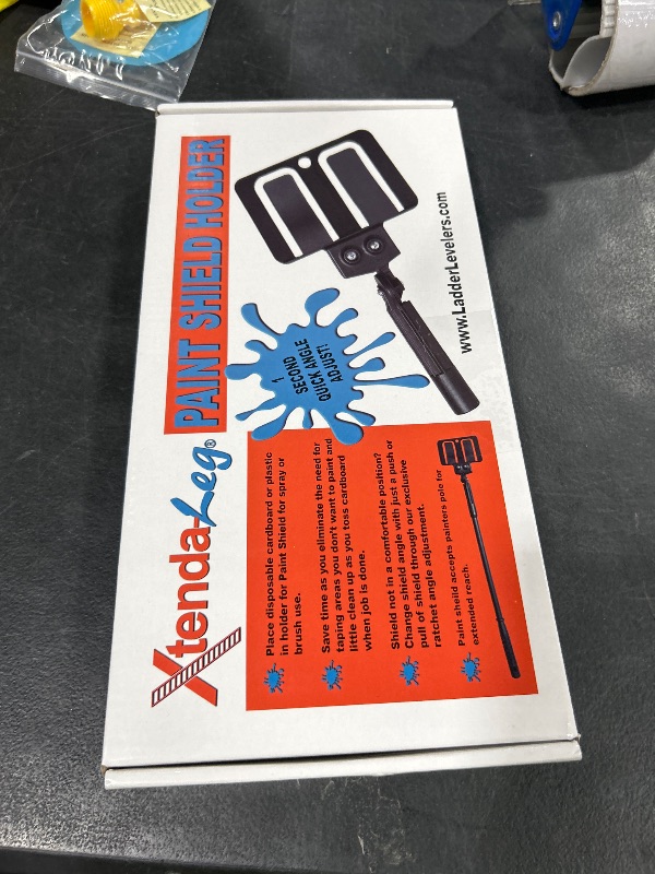 Photo 1 of Xtenda-Leg® PAINT SHEILD HOLDER Insert Cardboard or Plastic for Paint Spraying or Brush. Unique 1 second angle adjustment by just a push or pull of shield.