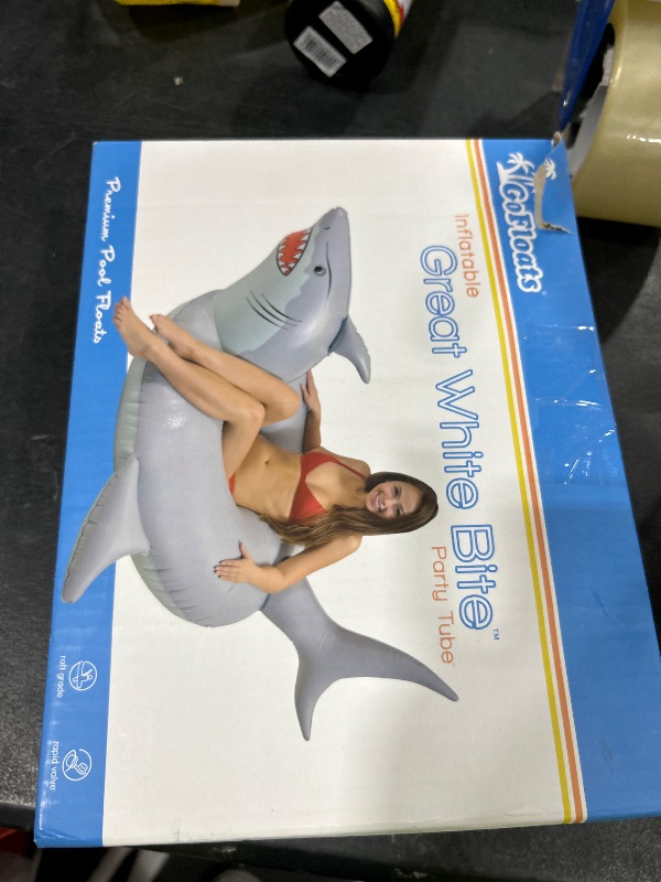 Photo 1 of GoFloats 'Great White Bite' Shark Pool Float Party Tube - Inflatable Rafts, Adults & Kids