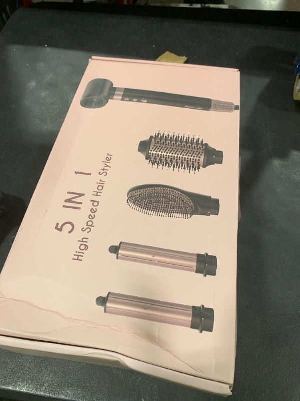Photo 1 of Annlary 5 in 1 Ionic Hot Air Styler, 1400W Powerful Hair Dryer Brush, Auto-Wrap Curlers, Paddle Brush for Fast Drying, Curling, Straightening, Volumizing with Travel & Storage Bag
