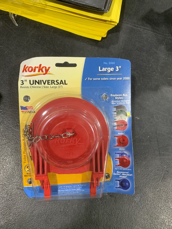 Photo 1 of Korky 3060BP Universal Toilet Flapper Replaces Most Large 3-Inch Flappers - Long Lasting Rubber - Easy to Install - Made in USA, Red