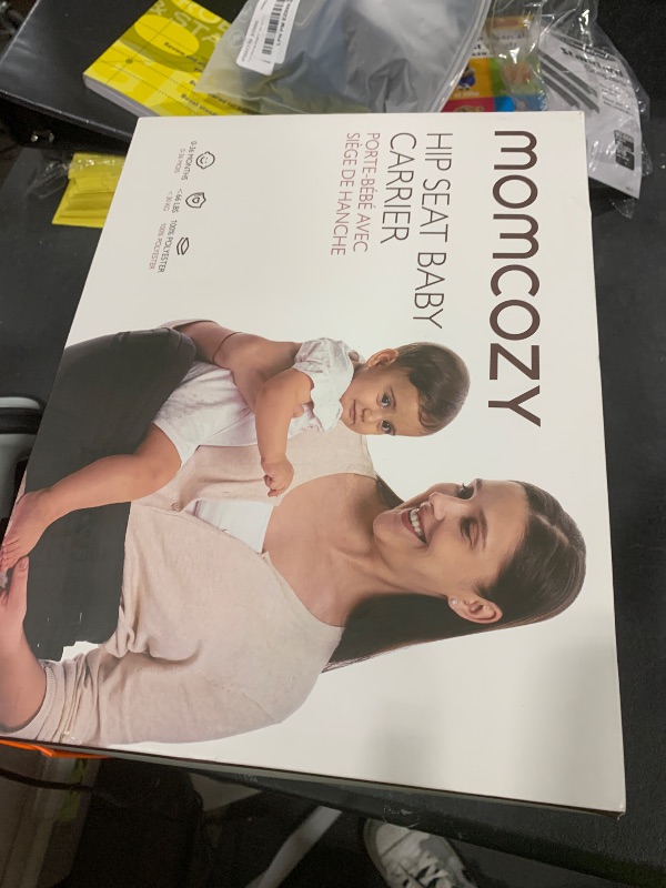 Photo 1 of Momcozy Hip Seat Baby Carrier - Adjustable Waistband with Original 3D Belly Protector, Ergonomic Carrier with Various Pockets for Newborns & Toddlers up to 45lbs (Black, Medium)