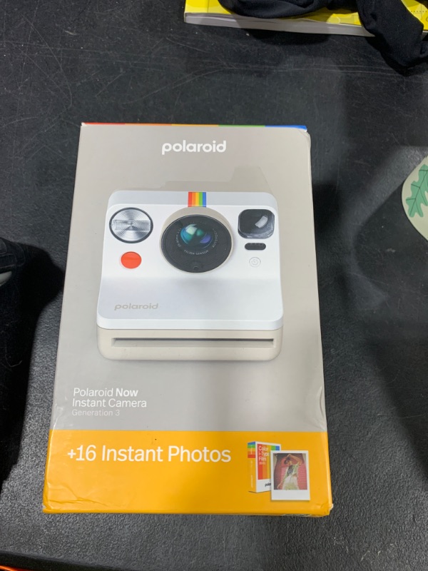 Photo 1 of Polaroid Now 3rd Generation I-Type Instant Camera + Film Bundle - Now Pebble White Camera + 16 Color Photos (6561)