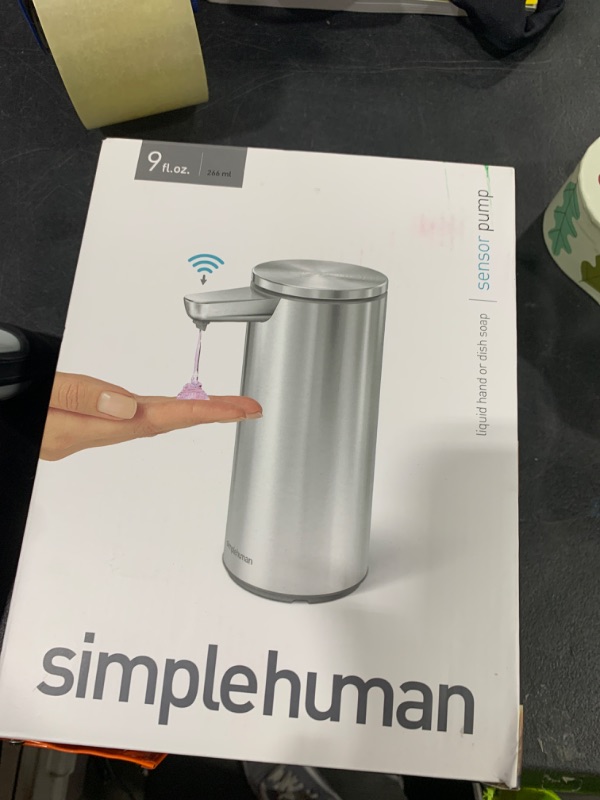Photo 1 of simplehuman 9 oz. Touch-Free Automatic Rechargeable Sensor Pump, Brushed Stainless Steel, New