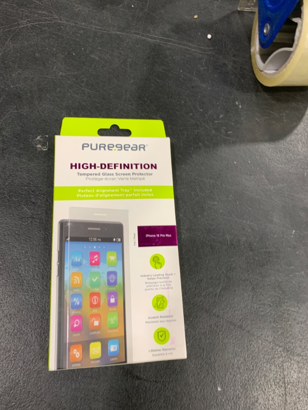 Photo 1 of PureGear Maximum Clarity HD Tempered Glass Screen Protector for Apple iPhone 16 Pro Max (2024) 6.9", Full Coverage, Case Friendly Fit, Lifetime Replacement (Self Alignment Installation Tray included)