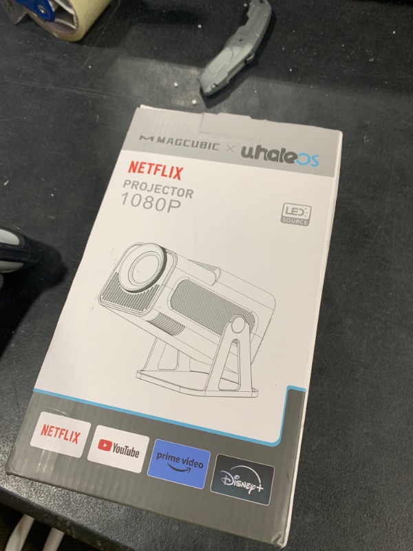 Photo 1 of [Netflix-Licensed] Magcubic Mini Projector with Wifi and Bluetooth, Built-in Android 13, Portable Smart 1080P Projector with 4K Support, Auto Keystone, Voice Control, HY320 NTV (White)