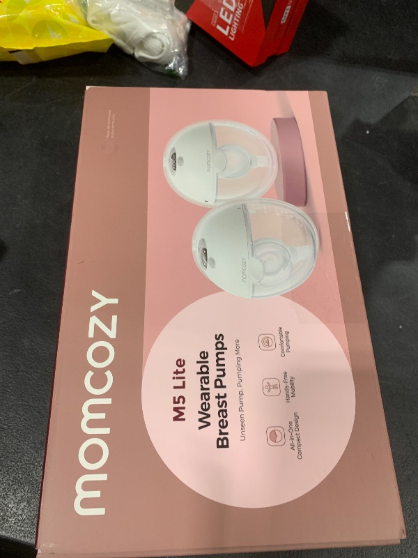 Photo 1 of Momcozy M5 Lite Hands-Free Wearable Breast Pump, DoubleFit Flange for Baby-Like Comfort, 3 Modes & 9 Suction Levels, No Flange Insert or Hard Carry Case, 24mm, 2-Pack, Cozy Red
