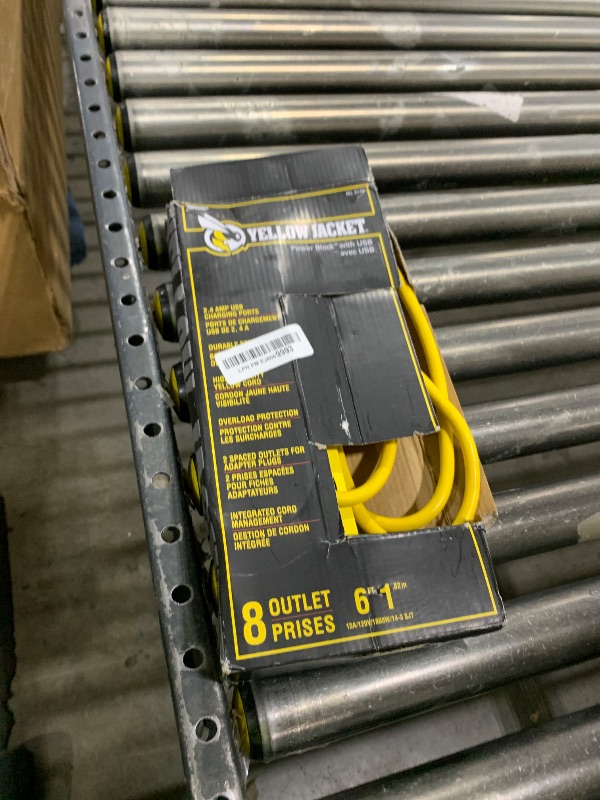Photo 1 of Yellow Jacket 5148 Modern 8-Outlet Metal Power Block with 2 USB Ports; Yellow